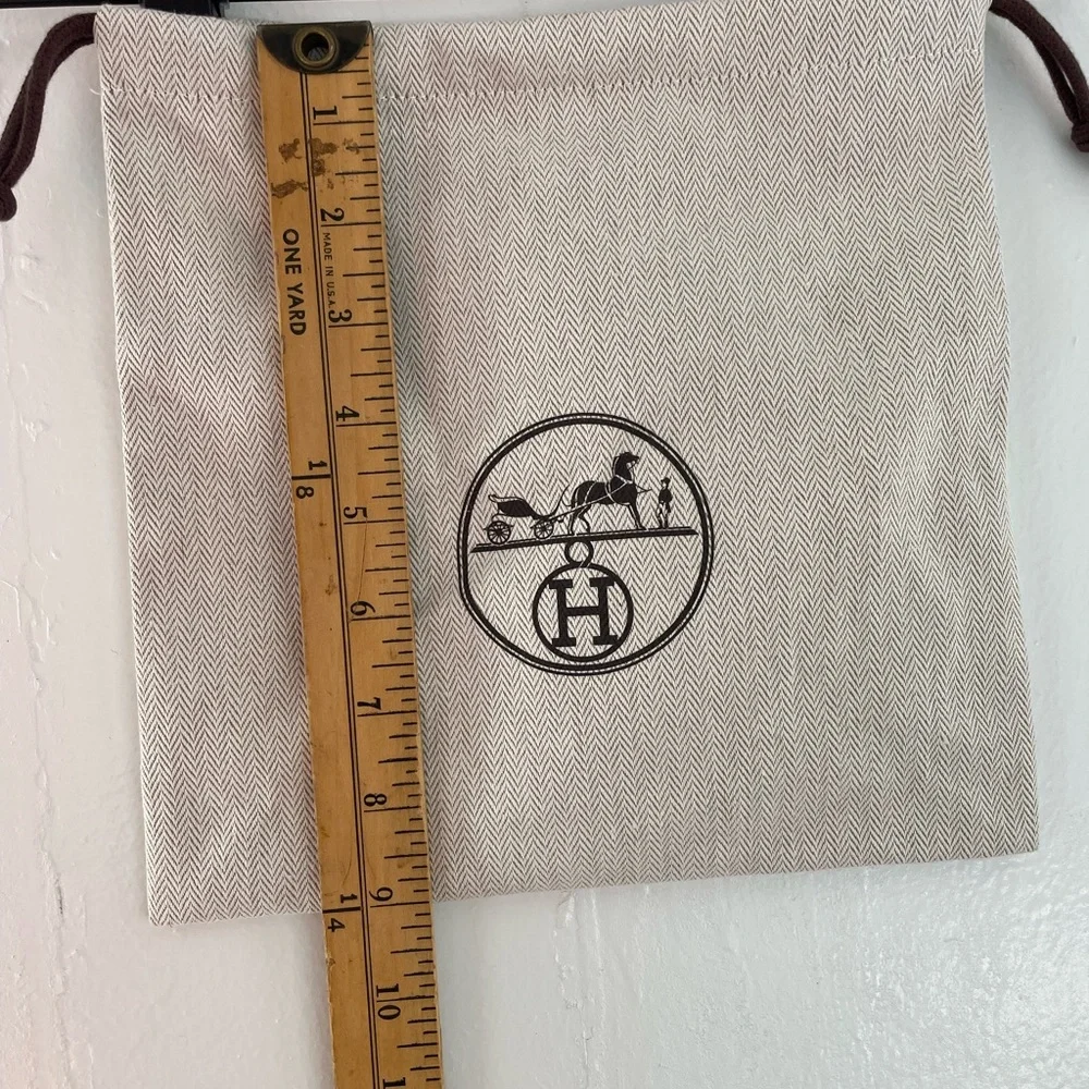 Hermes Beige Drawstring Pouch with Logo